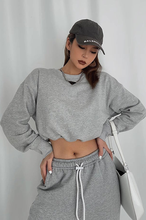 Crew Neck Long Sleeve Crop Sweater