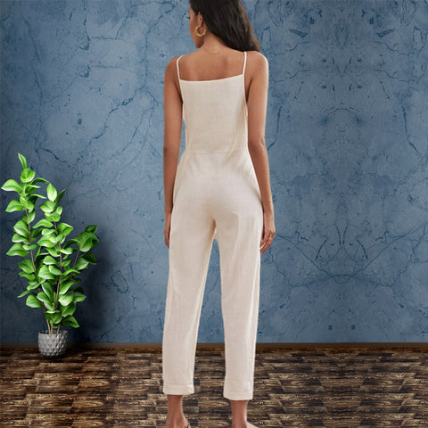 Solid Split Joint Square Collar Loose Jumpsuits