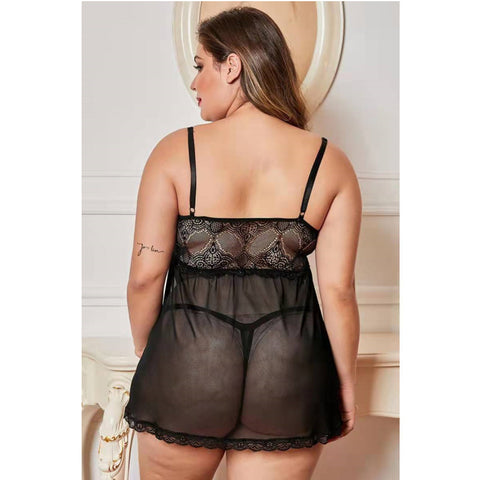 Black Open Back Cami Lingerie Set