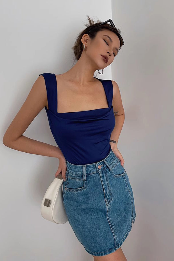 Sexy Pleated Scoop Neck Crop Tank Tops