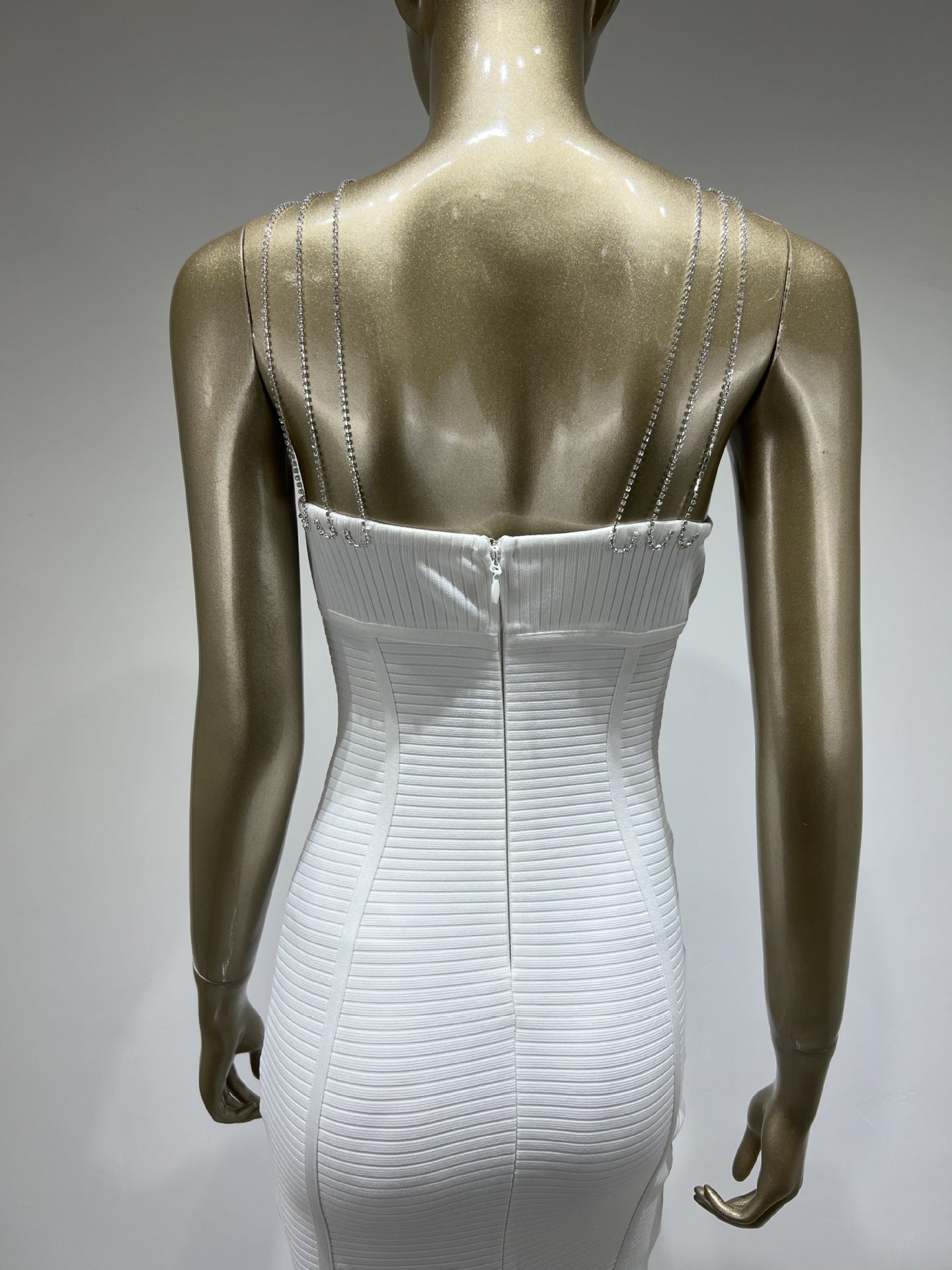 Diamond Chain Halter Neck Party Dress