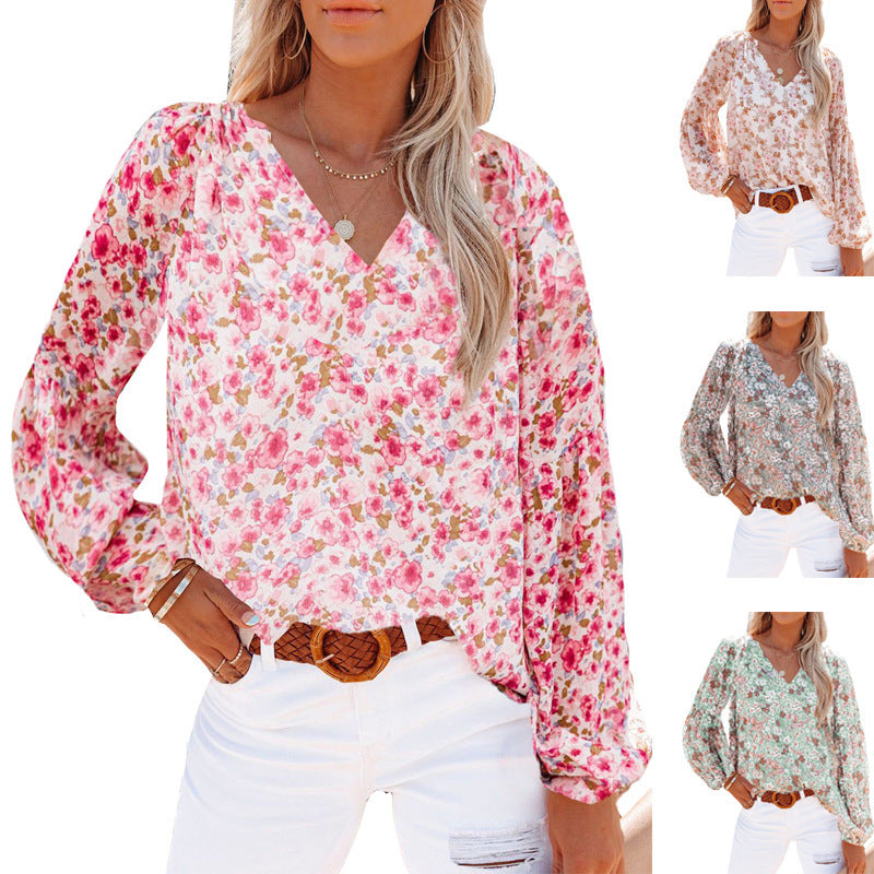 Symbolize Love Printed Ruffle Blouse