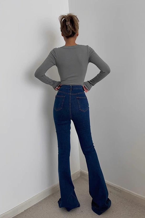 Nature Jeans mit hoher Taille und ausgestelltem Saum