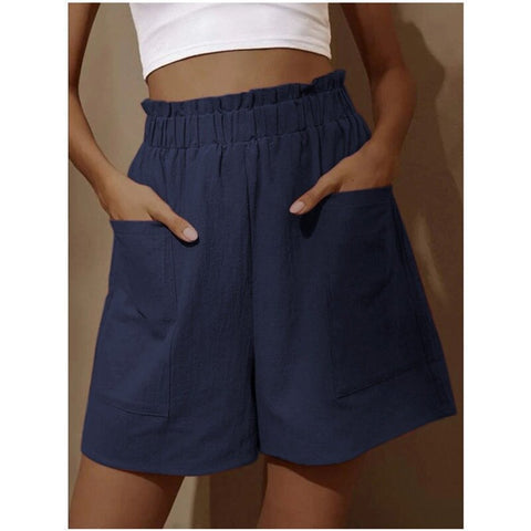 Wynter Cotton High Rise Paper Bag Waist Shorts