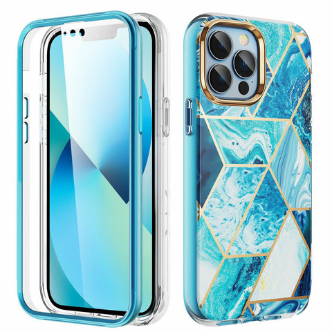 Full Body Stylish Bling Chrome Shockproof Protective Case With Built-In Screen Protector For Iphone 11 12 13 14