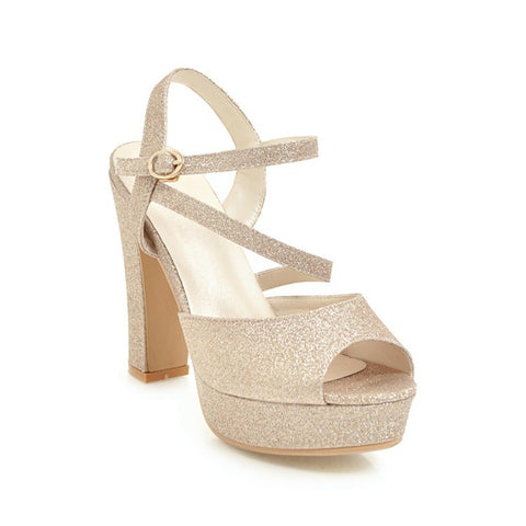 Glowing Beauty Glitzer Plateau Heels