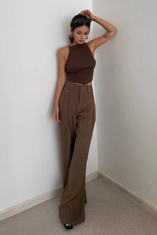 Pantalon à jambes larges et poches obliques