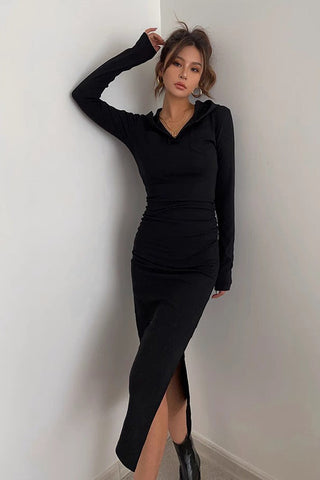 Long Sleeve Sexy Bodycon Dress with Cap