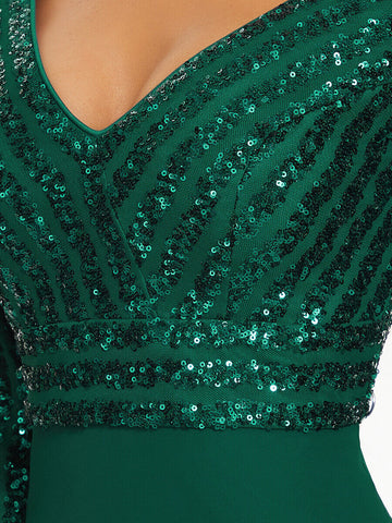 V Neck Long Formal Dress with Sequins