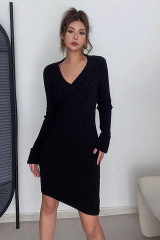 Sexy Ruched Wrap V-Neck Bodycon Dress