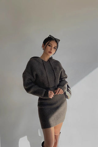 Rib-knit Long Sleeve Outwear Dress