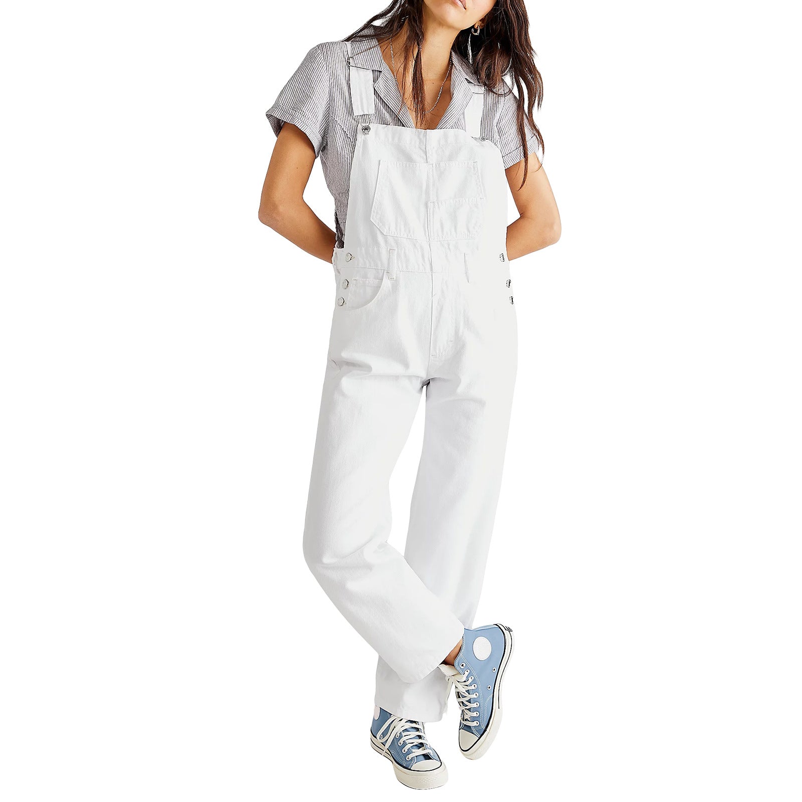 What's The Rush Slouchy Denim Overalls - Medium Blue Wash