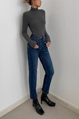 Jeans mit geradem Bein und hoher Taille