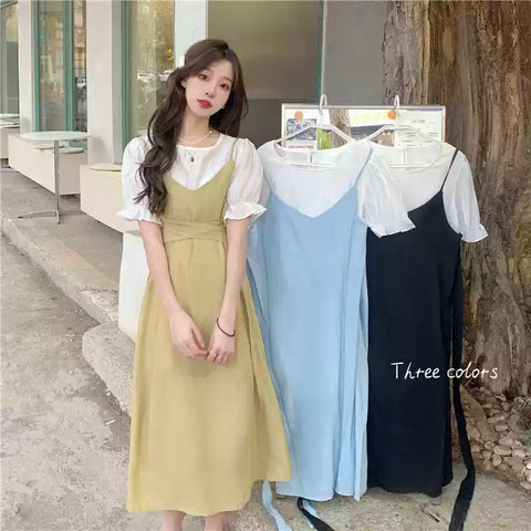 Hemdkleid Zweiteiliges Set Streetwear Midi Langes Kleid mit Gürtel