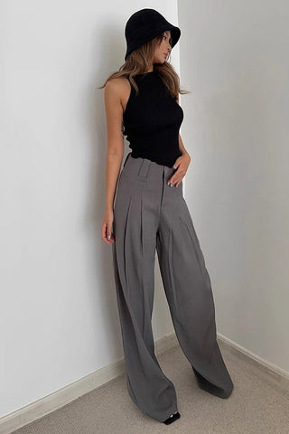 Pantalon à jambes larges et poches obliques