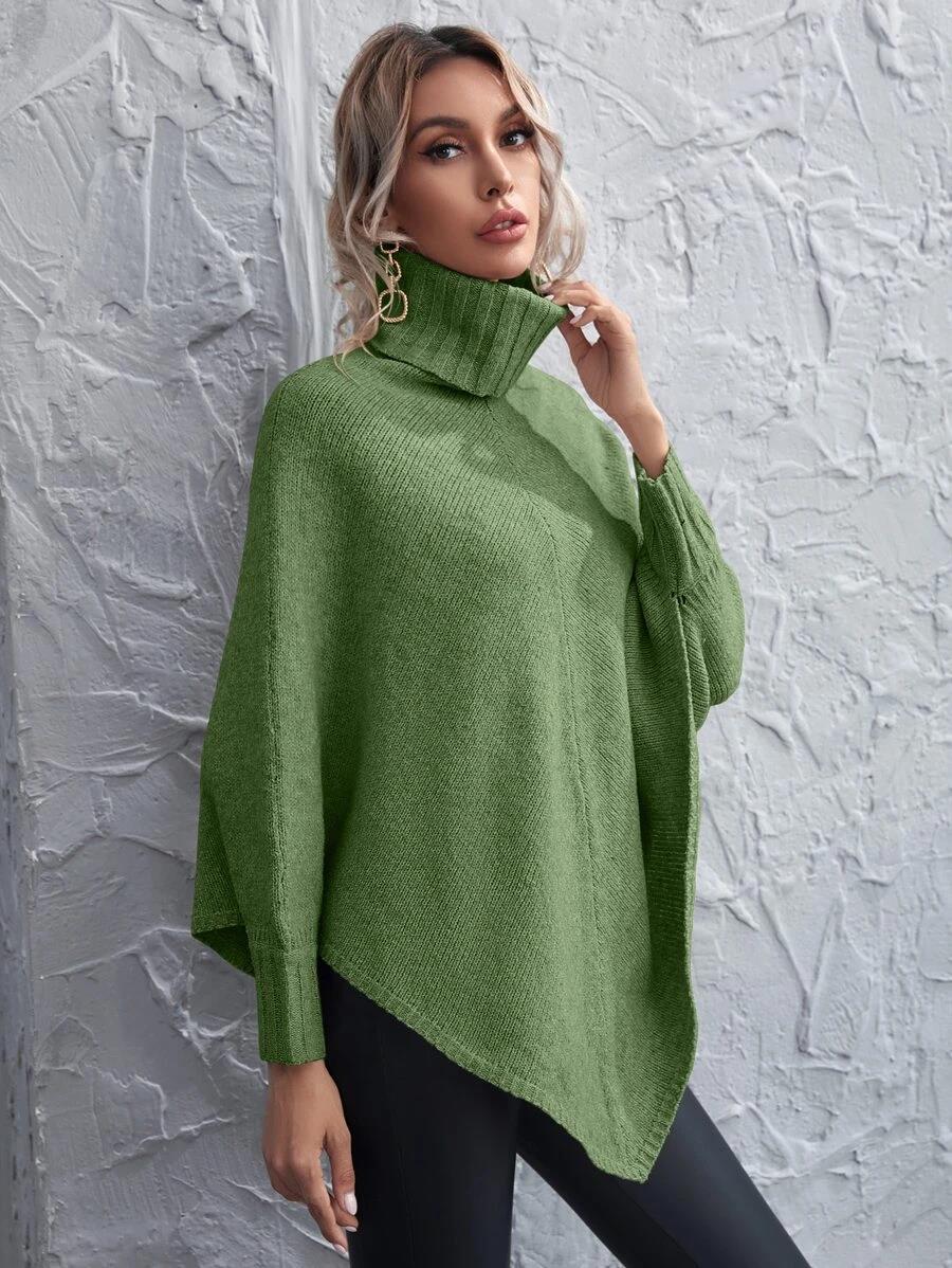 Pull tunique à col roulé Suzy - Olive