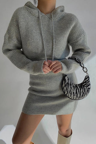 Rib-knit Long Sleeve Outwear Dress