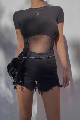 Causal Mesh Short Sleeve Jumpsuit