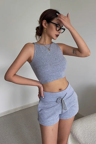 Sleeveless Crew Neck Tank Tops Fitted Shirt