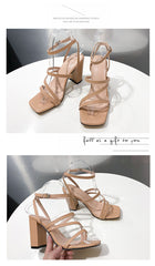 Chic And Strappy Square Toe Block Heels