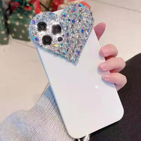 3D Love Heart Transparent Lens Camera Glitter Diamond Soft Phone Case For Iphone Cover Clear For Iphone 11 12 13 14 15