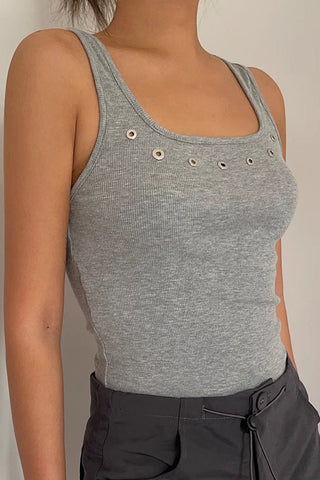 Ärmelloses Camisole-T-Shirt mit Rundhalsausschnitt