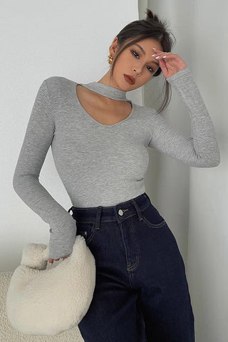 Long Sleeve Elegant Solid Tops Shirt