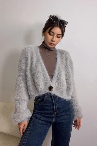 Single Button Open Front Cardigan Sweaters