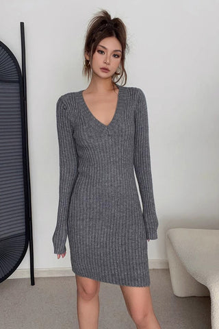 Sexy Ruched Wrap V-Neck Bodycon Dress