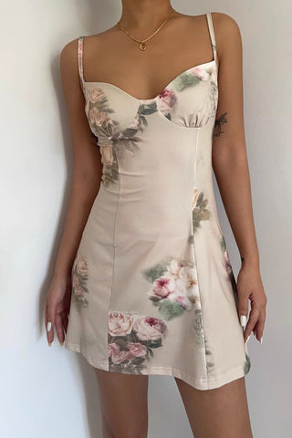 Elegant Floral Print Halter Dress