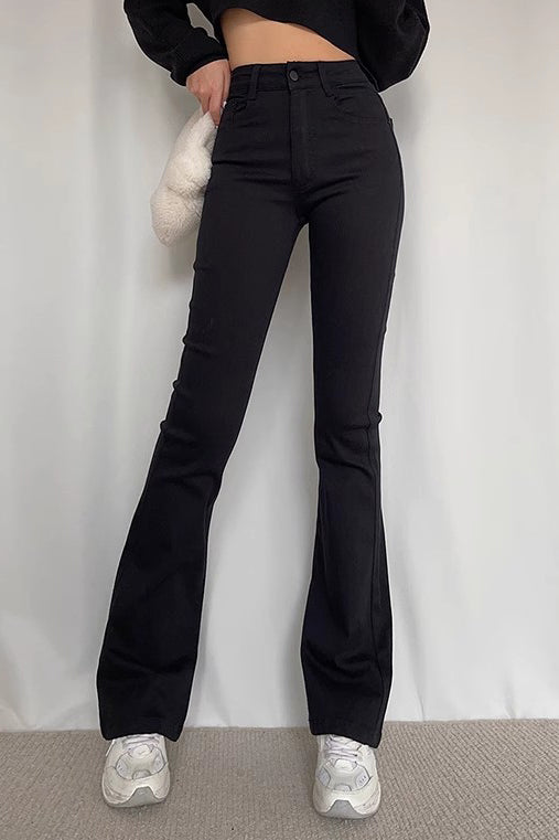 Nature Button Detail Straight Leg Jeans