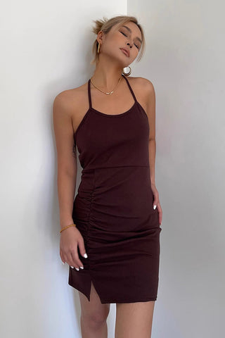 Tie Back Split Hem Bodycon Dress