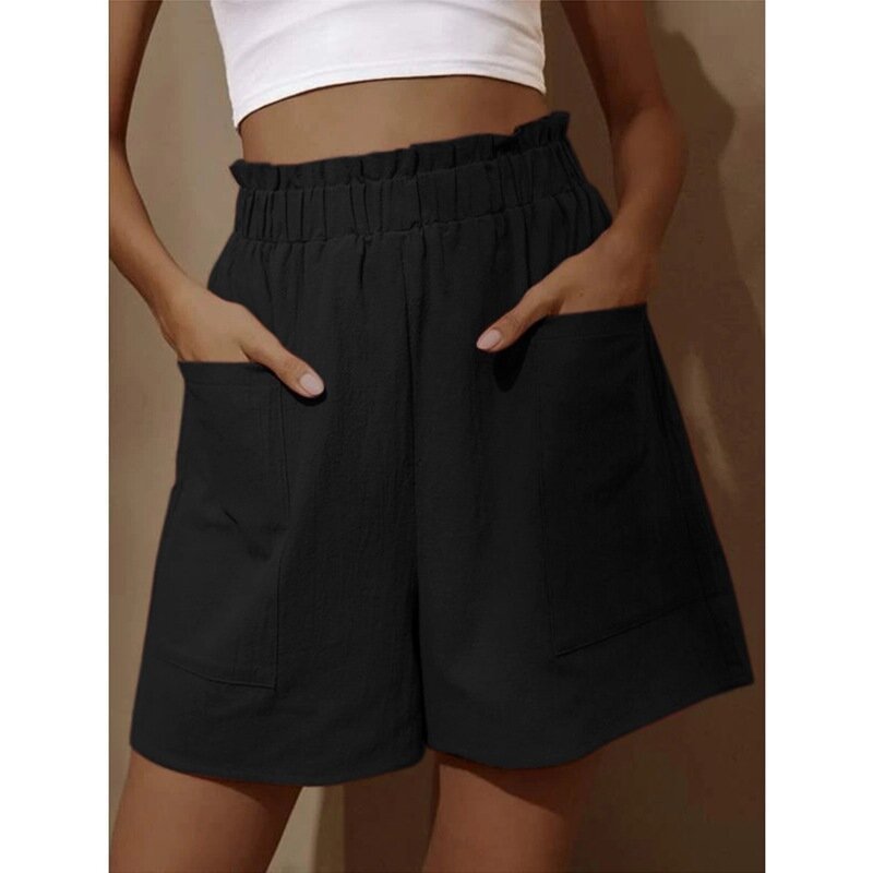 Wynter Cotton High Rise Paper Bag Waist Shorts