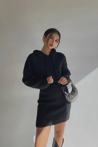 Rib-knit Long Sleeve Outwear Dress