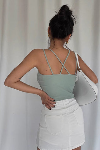 Crossover Backless Glitter Halter Tops