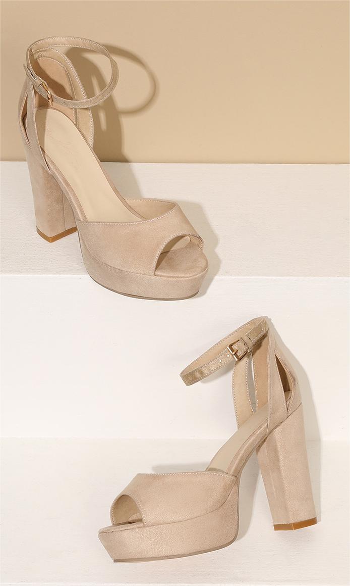 Essential Peep Toe Heels aus Nubuklederimitat