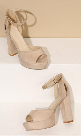 Essential Peep Toe Faux Nubuck Heels