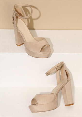 Essential Peep Toe Faux Nubuck Heels