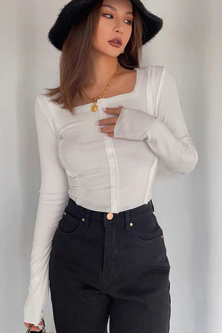 Scoop Neck Tops Fitted Basic Shirt