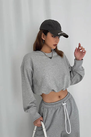 Crew Neck Long Sleeve Crop Sweater