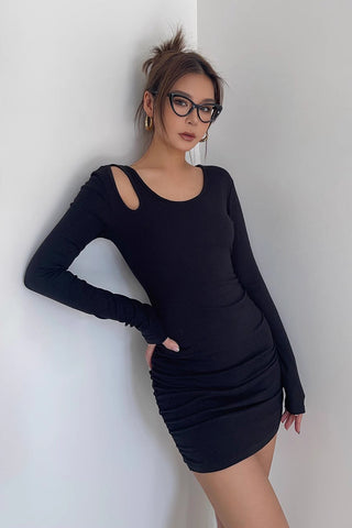 Sexy Ribbed Long Sleeve Bodycon Dress