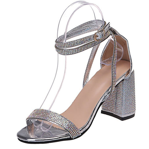 Shine And Glow Rhinestone Block Heels