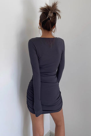 Sexy Ribbed Long Sleeve Bodycon Dress