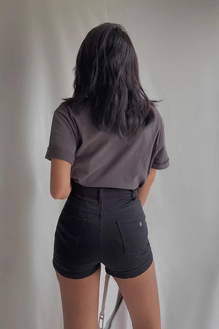 Buckle Detail Slant Pocket Denim Shorts