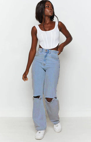 Tayden High Rise Distressed 90s Flare Denim