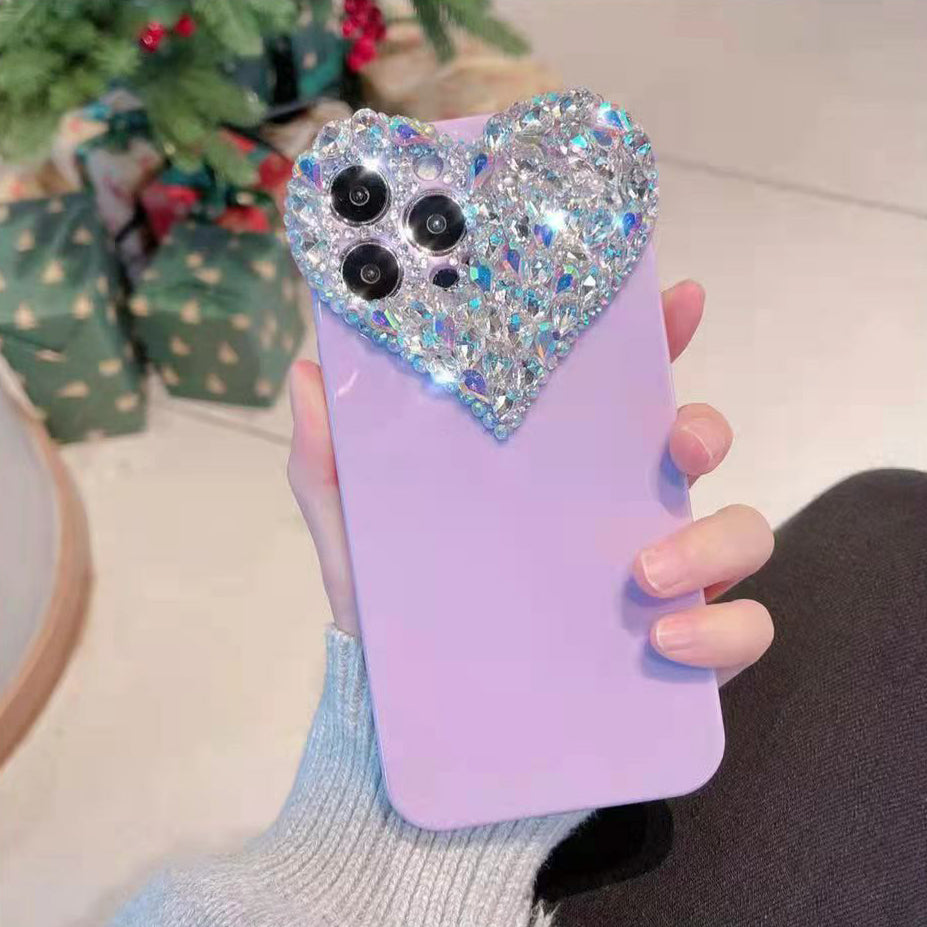 3D Liebesherz Transparente Linse Kamera Glitzer Diamant Weiche Handyhülle für iPhone Cover Klar für iPhone 11 12 13 14 15