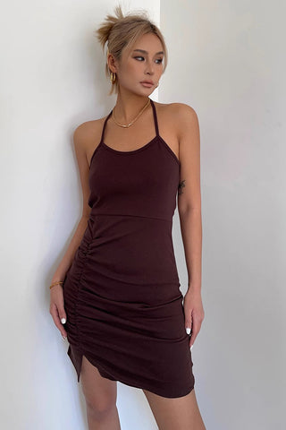 Tie Back Split Hem Bodycon Dress