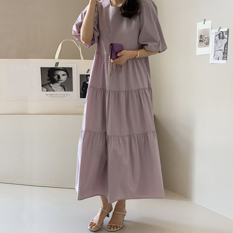 Solid Split Joint Flounce Square Collar A Line Dresses