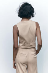 Solid Backless O Neck Sleeveless Two Pieces