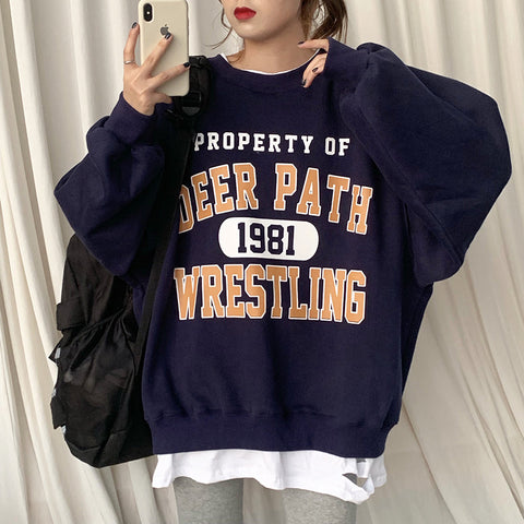 Vintage Deer Path Loose Sweatshirts